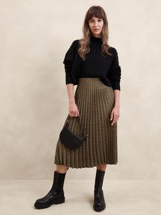 Silky Pleated Midi Skirt | Banana Republic Factory Banana Republic Factory, Pleated Midi Skirt, Capsule Wardrobe, Side Zipper, Banana Republic, Cool Girl, Mood Board, Midi Skirt, Full Length