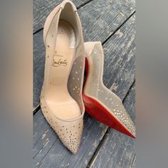 Brand New, Only Worn One Time Louboutin Shoes Wedding Brides Heels, Wedding Shoes Comfortable Heels Christian Louboutin, Rhinestone Louboutin Heels, Luxury Heels Christian Louboutin Wedding Shoes, Christian Louboutin Wedding Shoes, Christian Louboutin Heels, Engagement Dresses, Christian Louboutin Shoes, Bridal Shoes