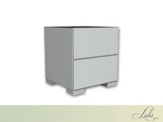 a white cabinet with two drawers on it