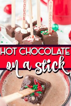 hot chocolate on a stick in a bowl