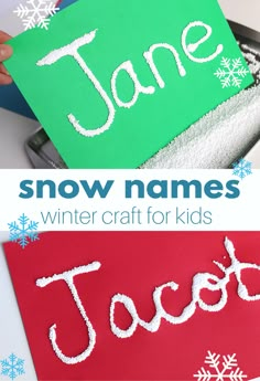 snow names and winter crafts for kids to make with paper, scissors and glue on