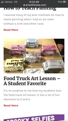 an advertisement for food truck art lesson