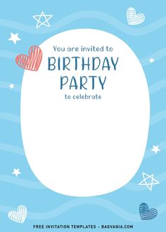 a birthday party with balloons and stars on the blue background is featured in this free printable