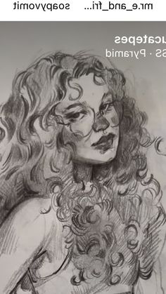 a drawing of a woman with curly hair