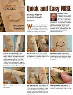 the instructions for how to make an easy wooden nose with woodworking tools and materials