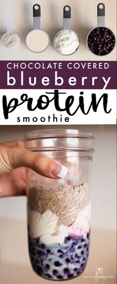 Blueberrys smoothie Blueberry Protein Smoothie, Protein Powder Smoothie Recipes, Bowmar Nutrition, Easy High Protein Breakfast, Chocolate Covered Blueberries, Protein Powder Smoothie, Recipes Fruit, Protein Smoothies, Protein Shake Smoothie