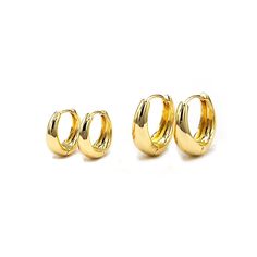 • Short Details: Hinged hoop earrings made with brass. The plating is 18K gold. Lead-free, Nickel-free. Hypoallergenic. Comes in 2 sizes - 16mm and 20mm in diameter. Thick Huggie Hoop Earrings in 18K Gold Plating are earrings that feature a teardrop-shaped hoop design with a thick, huggie-style. They are made with 18K gold plating, which provides a luxurious, shiny look that is both durable and long-lasting. These earrings are designed to be lightweight, making them comfortable to wear for exten Hinged Hoop Huggie Earrings, Gold-tone Huggie Hoop Earring, Modern Tarnish-resistant Hoop Huggie Earrings, Gold-tone Small Hoop Huggie Earrings, Tarnish Resistant, Gold-tone Hardware Small Hoop Earrings, Unique Fashion Jewelry, Chunky Hoop Earrings, Hoop Design, Huggie Hoop Earrings