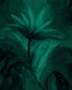 a painting of a flower on a green background