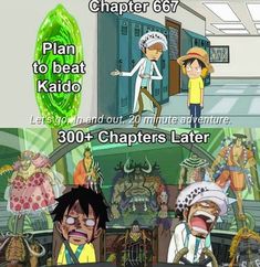 an image of cartoon characters with caption that reads, plan to beat kido let's go and out 20 minute adventure, 300 + characters later