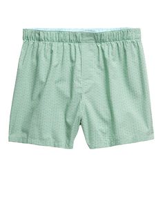 Our boxers are made from crisp, lightweight cotton fabric that undergoes a special wash for an even softer feel.  Elasticized waistband is lined in a smooth, chambray fabric for all day comfort.  Relaxed fit for all day comfort.  Mid-rise, straight leg.  4" inseam. Cotton Pajama Shorts With Elastic Waistband For Daywear, Green Cotton Pajama Shorts With Elastic Waistband, Green Relaxed Fit Cotton Pajama Shorts, Green Cotton Boxer Briefs, Green Cotton Pajama Shorts, Summer Cotton Boxer Briefs For Daywear, Green Cotton Bottoms For Daywear, Comfortable Cotton Boxer Briefs For Loungewear, Comfortable Short Length Summer Boxer Briefs