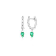 Emerald Teardrop Diamond Mini Huggie Earring in 14k white gold Green Teardrop Diamond Earrings, Green Teardrop Diamond Earrings Fine Jewelry, White Gold Teardrop Huggie Earrings, White Gold Teardrop Huggie Earrings Fine Jewelry, Daily Greens, Teardrop Diamond, Huggie Earring, Jewelry Cleaner, Travel Pouch