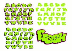 graffiti font and numbers in neon green