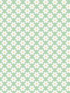 a green and white flower pattern with small flowers on the bottom half of the image