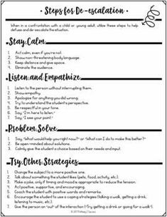 the steps for de - escalation worksheet is shown in black and white