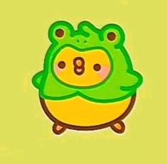 a cartoon frog with a green shirt on