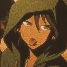 an anime character wearing a green hoodie