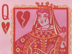 the queen of hearts is depicted in this card