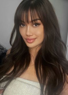 Bangs Light Fringes, Pictures Of Bangs, Light Fringe Hairstyles, Long Layers With Light Bangs, Round Layers Wispy Bangs, Light Bangs And Layers, Short Layers With Wispy Bangs, Wispy Fringe Straight Hair, Hair Styles Bangs Round Face