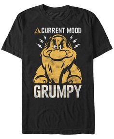 a black t - shirt with an image of a grumpy character on it