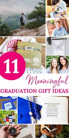 collage of graduation pictures with text overlay that reads 11 meuniiful graduation gift ideas