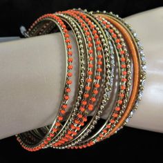 Fit Most Average Size Wrists. New. Adjustable Orange Stackable Beaded Bracelets, Adjustable Stackable Orange Beaded Bracelets, Adjustable Orange Bangle Jewelry, Adjustable Orange Bangle, Adjustable Orange Bangle As Gift, Adjustable Orange Bangle Bracelet, Adjustable Orange Bangle For Gift, Adjustable Orange Metal Jewelry, Bohemian Orange Beaded Bracelets For Party