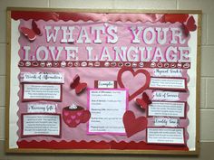 whats your love language bulletin board with hearts