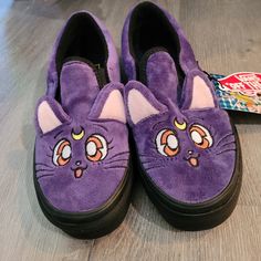 Brand New/Never Used. Beautiful Statement Piece. Purple Vans Sneakers With Rubber Sole, Purple Vans High-top Sneakers, Purple Low-top Vans Sneakers, Purple Vans Slip-on Sneakers, Purple Slip-on Vans Sneakers, Cute Purple Round Toe Sneakers, Cute Vans Slip-on Sneakers, Vans Animal Print, Vans Slides