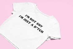 I'm Not Shy Crop Top Cute Top Cute Croptop Graphic - Etsy Cute Stretch Tops With Text Print, Cute Stretch Top With Text Print, Stretch Summer Tops With Funny Text, Summer Stretch Top With Funny Text, Funny Text Cotton Crop Top, Cotton Crop Top With Funny Text, Trendy Slogan Crop Top, Slogan Cotton Crop Top, Cotton Slogan Crop Top