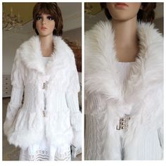 "Wedding Coat bridal coat bridal bolero women fur coat women coat L Vintage winter coat warm coat Bridal Wrap Fur Shawl wedding jacket shrug height of the woman in the photo - 180 cm Please refer to photos for details of condition. Condition: used, signs of age and wear see pictures Measurements: Length: 64 cm/25.2 \" Sleeve from the neck: 72 cm/ 28.3\" Bust: 104 cm/ 41 \" Waist 80 cm/ 31.5\" Size M-L note The color on the pictures may vary due to monitor settings and light reflections. Ready to Elegant Winter White Fur Coat With Faux Fur Lining, Elegant Winter White Outerwear For Wedding, Elegant Winter White Faux Fur Coat, Elegant Long Sleeve Fur Coat For Party, Elegant Party Fur Coat, Glamorous Fitted White Outerwear, White Fitted Glamorous Outerwear, White Fur Coat For Formal Winter Occasions, Elegant Winter White Faux Fur Outerwear