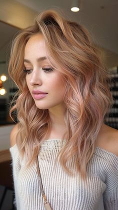 25 Stunning Dirty Blonde Hair Ideas to Embrace Your Glow in 2024 Blond With Rose Gold Highlights, Dusty Rose Blonde Hair, Peachy Blonde Hair Rose Gold, Blonde And Strawberry Blonde Hair, Honey Blonde Pink Hair, Subtle Rose Gold Hair Blonde, Rose Gold Balayage Blonde, Rose Gold And Blonde Hair, Pink Blonde Hair Rose Gold