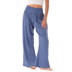 Getting dressed just got easier. Trendy yet timeless, these cotton gauze wide leg pants feature a smocked high waistband and flowy fit from the knee down. Handcrafted with 100% cotton gauze fabric and prioritizing comfort, these pants are ideal for every occasion. Whether it's a day at the beach or a night on the town, you'll be stepping out with both style and ease. ✨ Looking for Pockets? Check out our Black Cotton Cabana Pants ✨ Handmade in Thailand; each pair comes with the photo and story of Solid Relaxed Fit Harem Pants For Beach, Beach Cotton Harem Pants In Solid Color, Beach Harem Pants In Solid Cotton, Beach Cotton Harem Pants, Versatile Full Length Wide Leg Pants For Vacation, Non-stretch Cotton Beach Pants, Bohemian Summer Pants In Solid Color, Solid High-waisted Harem Pants For Beach, Cotton Pants For The Beach