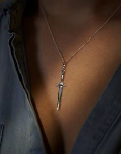 Dagger Necklace, Dagger Earrings, Silver Jewelry Fashion, Dope Jewelry, Love Necklace, Cute Jewelry, Boho Jewelry, Silver Necklaces, Amazing Jewelry