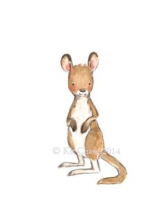 a drawing of a brown and white mouse sitting on its hind legs in front of a white background