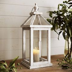 Barnyard Designs Decorative Wooden Lantern Candle Holder, Rustic Outdoor Floor or Table Lantern for Farmhouse Patio Decor, Small, 6.75' x 15.5' Tall Lantern Decor, Farmhouse Patio Decor, Wood Lantern Decor, Lantern Flowers, Lantern Decorations, White Wooden Floor, Farmhouse Candle Holders, Lanterns Fireplace, Floor Lantern