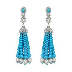 Luo Jewelry, Victorian Drop Earrings, Woman Jewelry, Turquoise Drop Earrings, Beaded Tassel Earrings, Tassel Drop Earrings, Tassel Jewelry, White Gold Earrings, Jewelry Unique