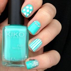 The sparkly one on bottom would be cute on the big toe Style Nails, Geometric Nail, Blue Nail, Cute Nail Art, Nice Style