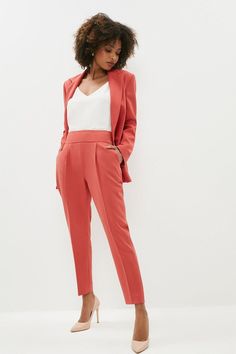 Style: Slim Fit TrousersFabric: CrepeLength: Regular Orange Style, Metallic Heels, Orange Fashion, Slim Leg, Tailored Trousers, Slim Legs, Quick Delivery, Business Casual, Pretty In Pink