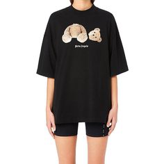 Women's PALM ANGELS Bear Back logo Short Sleeve T-shirt Black PWAA017S20JER0011060 Palm Angels Tshirt, Palm Angels Shirt, Angel Shirt, Angels Logo, Palm Angels, Jean Skirt, Logo Tees, Angeles, T-shirt