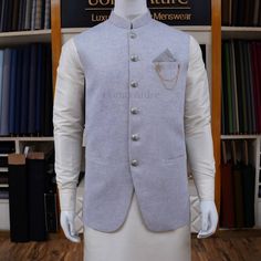 Summer wear imported linen fabric waistcoat Elegant Cotton Nehru Jacket For Festive Occasions, White Sleeveless Cotton Nehru Jacket, Elegant Fitted Cotton Bandhgala, Elegant White Cotton Nehru Jacket, Sleeveless Vest With Buttons For Wedding, Elegant Cotton Nehru Jacket For Wedding, Elegant Cotton Nehru Jacket For Formal Occasions, Elegant Cotton Nehru Jacket For Semi-formal Occasions, Elegant Semi-formal Cotton Nehru Jacket