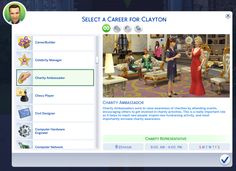 an image of a screen shot of the homepage for a computer game called select a career for matias