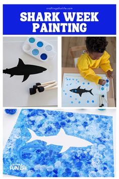 shark week painting for toddlers with watercolors and paint on the paper plate