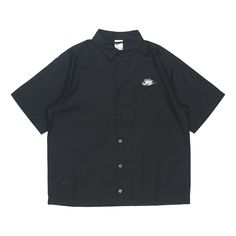 Nike Black Black Moisture-wicking Shirt For Summer, Black Breathable Cotton Shirt, Casual Black Breathable Shirt, Black Sports Top With Pockets, Urban Moisture-wicking Tops For Outdoors, Moisture-wicking Cotton Athleisure Shirt, Cotton Moisture-wicking Athleisure Shirt, Casual Black Top For Outdoor, Casual Black Tops For Outdoor