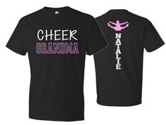 Glitter Cheer Grandma Shirt | Grandma Shirt | Short Sleeve Shirt | Customize Colors by GavinsAllyeDesigns on Etsy Black Short Sleeve Tops For Cheerleading, Pink Short Sleeve Top For Cheerleading, Cheer Memaw Shirts, Cheer Grandma Shirts, Cheer Gigi Shirt, Glitter Sublimqtion Cheer Shirts, Cheerleading T-shirt With Glitter Print Crew Neck, Cheer Gear, Cheer Shirts