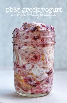 a jar filled with food sitting on top of a table