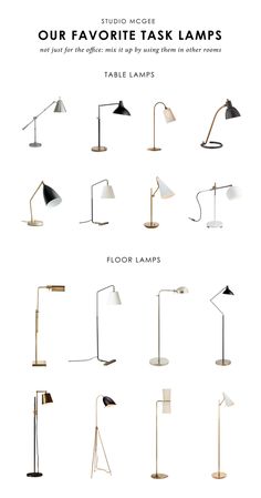 various floor lamps are shown in different positions