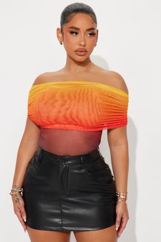 Available In Multi Color. Bodysuit Off Shoulder Sleeveless Ruched Detail Ombre Print Cheeky Bottom Snap Button Closure Mesh Stretch Final Sale Disclaimer: Ombre Print Placement May Vary Shell: 85% Polyester 15% Spandex Imported | Watching Sunsets Mesh Bodysuit size Medium by Fashion Nova Orange Sleeveless Bodysuit For Summer, Sleeveless Orange Bodysuit For Summer, Orange Sleeveless Top For Night Out, Stephanie Rao, Ombre Print, Men Jeans Pants, Jumpsuit Men, Mesh Bodysuit, Color Fashion