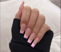 Pink Tip Nails, Nails French Tip, White Tip Nails, February Nails, White Acrylic Nails, French Tip Acrylic Nails, Pink French, Simple Acrylic Nails, Classy Acrylic Nails