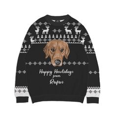 Custom ugly Christmas sweater featuring your pet! Turn the tradition on its head and make your ugly sweater a cute one.
Brand new for the 2023 holiday season, bring your pet to the Christmas party with a totally customized knitted sweater. Your dog, cat, horse or other animal will be knitted into your custom pet sweater with detailed snowflakes and a lovely seasonal Santa hat.
• Knitted from scratch just for you• Approve your clothing design• Unlimited design edits free of charge• Add pet's face Text Cloud, Reindeer Pattern, Personalized Sweater, Unique Sweaters, Pet Sweater, Xmas Sweater, Photo Work, Warm Sweater, Animals Artwork