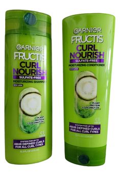 BRAND NEW / SET OF 2 Garnier Fructis Curl Nourish Paraben-Free Shampoo & Conditioner 12 & 12.5 oz With Elasto Protein plus Coconut Oil gently cleanses without stripping natural oils and provides intense nourishment for strong hair with smooth, frizz-resistant curls. Get 48 hour defined, frizz-resistance curls. Sulfate Free and Paraben Free rich formula that is designed for wavy hair (curl type 2), curly hair (curl type 3), and coily hair (curl type 4)! Cruelty Free Type 2 Curly Hair, Hair Curl, Garnier Fructis, Moisturizing Conditioner, Coily Hair, Moisturizing Shampoo, Types Of Curls, Plant Protein, Oil Plant