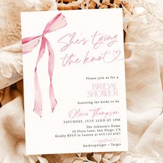 a bridal shower party with pink ribbon